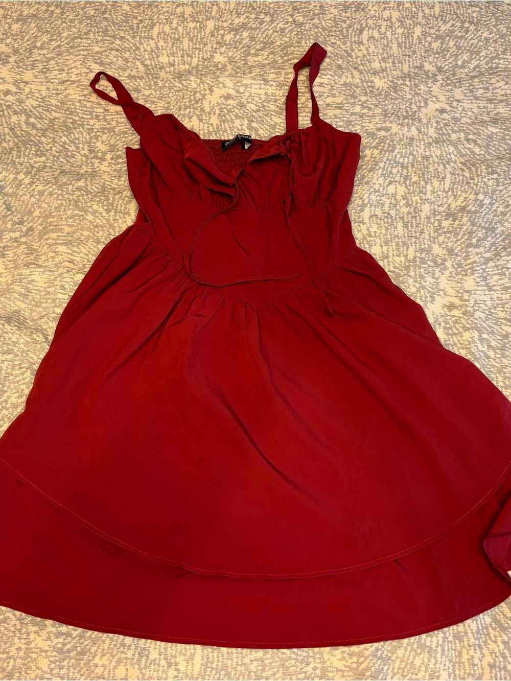 Sleeveless Red Mini Dress with Ruffle Bodice